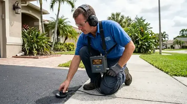 Acoustic pipe leak detection equipment locating subsurface pinhole leaks