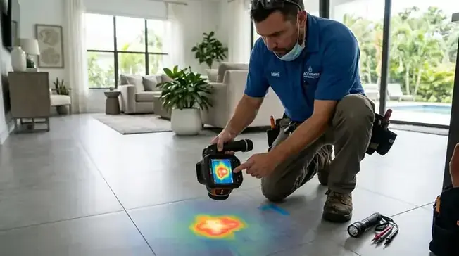 Thermal imaging scan tracking water intrusion behind building walls